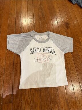 Santa Monica Graphic Raglan Tee - White & Gray